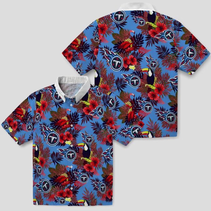Tennessee Titans Floral Hawaiian Shirt, Navy Red Toucan Beach Shirt for NFL Fans