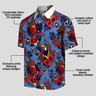 Tennessee Titans Floral Hawaiian Shirt, Navy Red Toucan Beach Shirt for NFL Fans