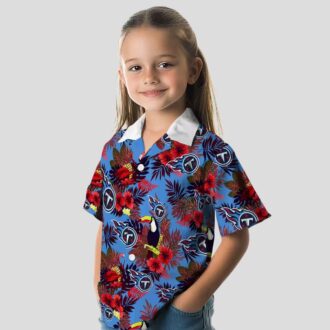 Tennessee Titans Floral Hawaiian Shirt, Navy Red Toucan Beach Shirt for NFL Fans