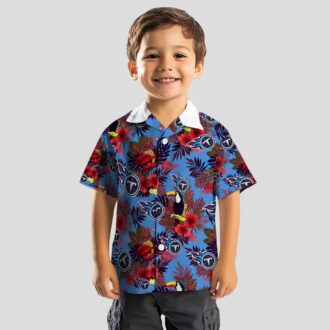 Tennessee Titans Floral Hawaiian Shirt, Navy Red Toucan Beach Shirt for NFL Fans