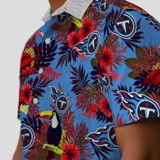 Tennessee Titans Floral Hawaiian Shirt, Navy Red Toucan Beach Shirt for NFL Fans