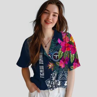 Tennessee Titans Floral Polynesian Navy Shirt, Summer Tropical Hawaiian Shirt for US Fans