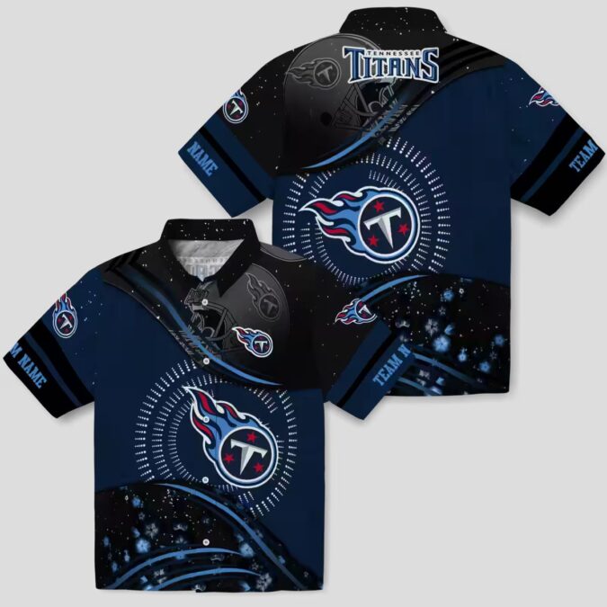 Tennessee Titans Football Wave Hawaiian Shirt, Navy and Black NFL Team Apparel for Fans