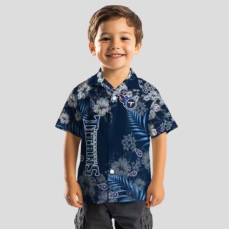 Tennessee Titans Hawaiian Button Up Shirt, Navy Hibiscus Design for NFL Game Day