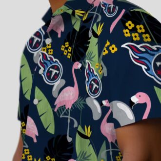Tennessee Titans Hawaiian Short Sleeve Shirt, Flamingo Leaves Navy Tropical Shirt for Fans