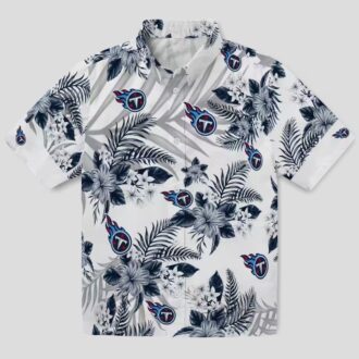 Tennessee Titans Hibiscus Hawaiian Shirt, Palm Leaves Navy White Design for NFL Fans USA