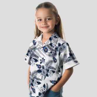 Tennessee Titans Hibiscus Hawaiian Shirt, Palm Leaves Navy White Design for NFL Fans USA