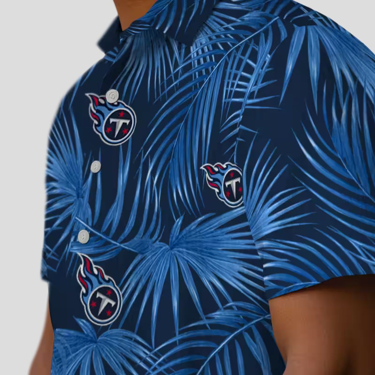 Tennessee Titans Leafy Palms Hawaiian Shirt, NFL Team Shirt for Summer Vacation