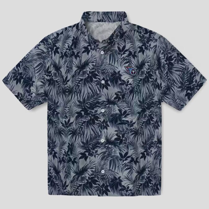 Tennessee Titans Navy Hawaiian Shirt - Leafy Aloha Style with NFL Logo