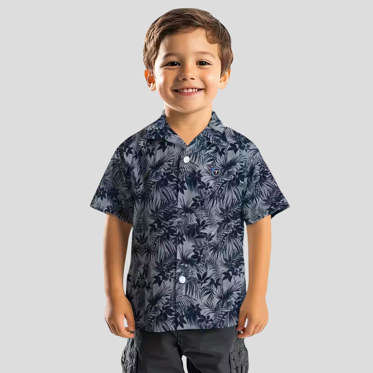 Tennessee Titans Navy Hawaiian Shirt - Leafy Aloha Style with NFL Logo