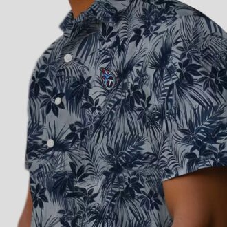 Tennessee Titans Navy Hawaiian Shirt - Leafy Aloha Style with NFL Logo