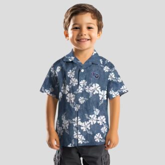 Tennessee Titans Navy Hawaiian Shirt with Hibiscus Clusters, Summer NFL Apparel