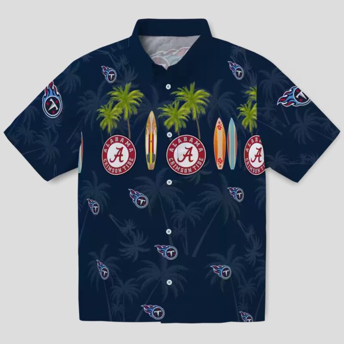 Tennessee Titans Navy Hawaiian Shirt, Surfboard & Palm Aloha Style for Summer