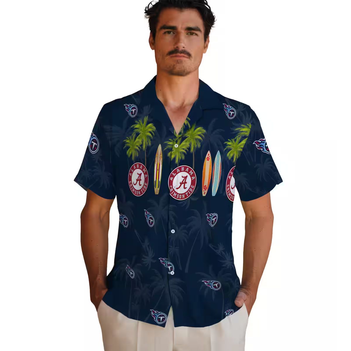 Tennessee Titans Navy Hawaiian Shirt, Surfboard & Palm Aloha Style for Summer