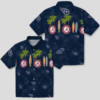 Tennessee Titans Navy Hawaiian Shirt, Surfboard & Palm Aloha Style for Summer