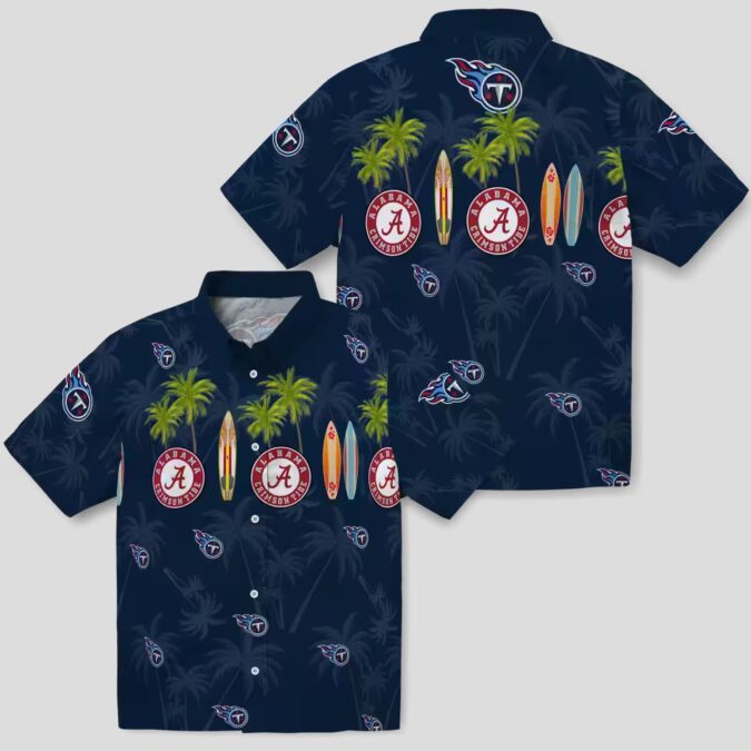 Tennessee Titans Navy Hawaiian Shirt, Surfboard & Palm Aloha Style for Summer