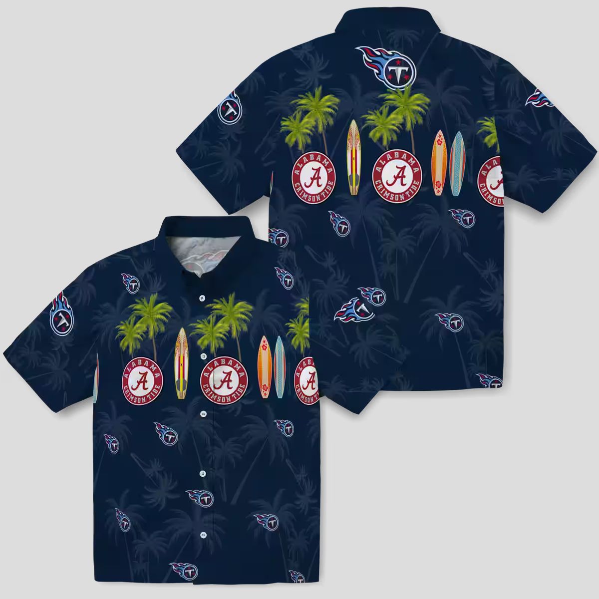 Tennessee Titans Navy Hawaiian Shirt, Surfboard & Palm Aloha Style for Summer