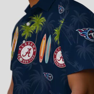 Tennessee Titans Navy Hawaiian Shirt, Surfboard & Palm Aloha Style for Summer