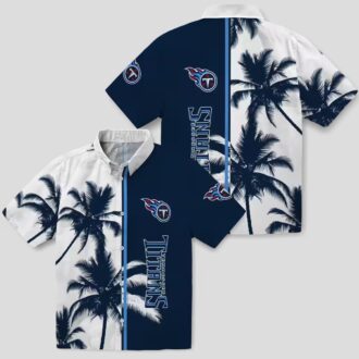 Tennessee Titans Navy White Hawaiian Shirt, Tropical Palm Tree Design for Summer NFL Fans
