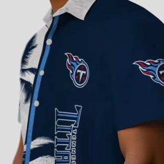 Tennessee Titans Navy White Hawaiian Shirt, Tropical Palm Tree Design for Summer NFL Fans