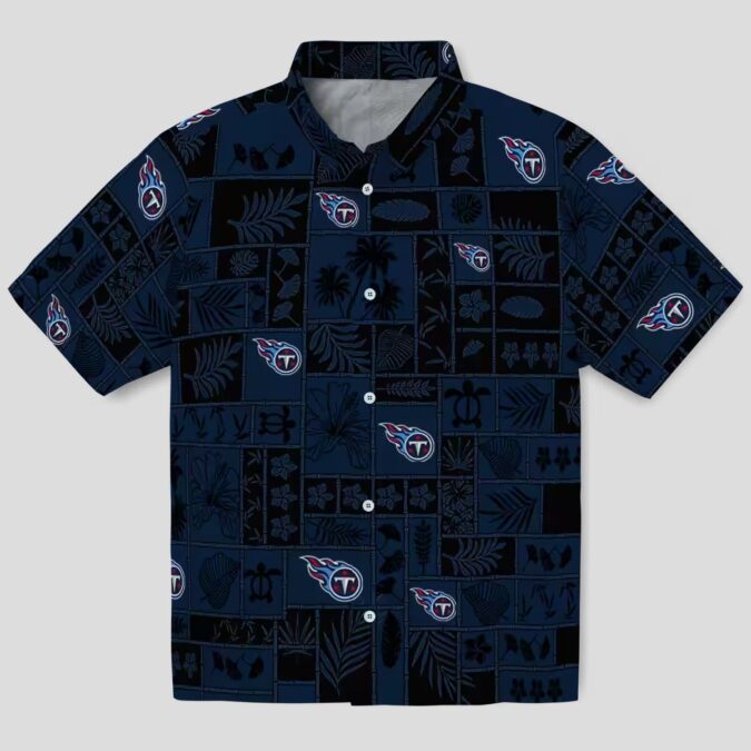Tennessee Titans NFL Hawaiian Shirt, Tropical Patchwork Navy Black Design for Beach Days
