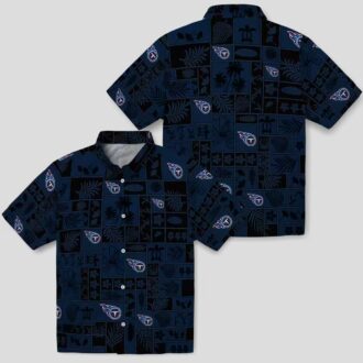 Tennessee Titans NFL Hawaiian Shirt, Tropical Patchwork Navy Black Design for Beach Days