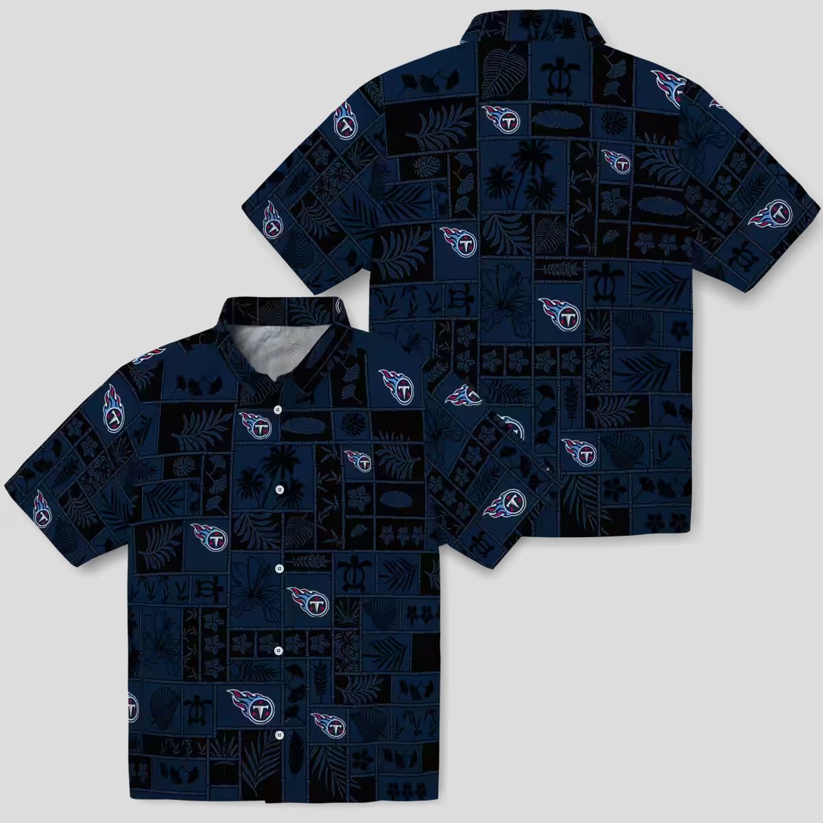Tennessee Titans NFL Hawaiian Shirt, Tropical Patchwork Navy Black Design for Beach Days