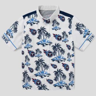 Tennessee Titans Palm Island Hawaiian Shirt, Navy White NFL Summer Shirt