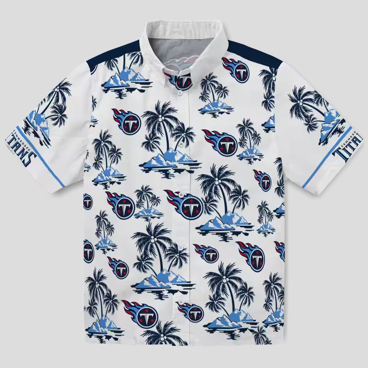 Tennessee Titans Palm Island Hawaiian Shirt, Navy White NFL Summer Shirt