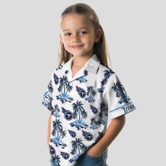 Tennessee Titans Palm Island Hawaiian Shirt, Navy White NFL Summer Shirt