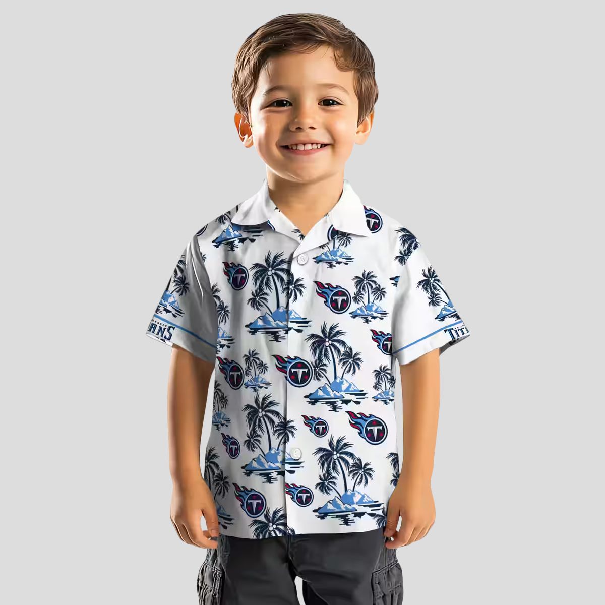 Tennessee Titans Palm Island Hawaiian Shirt, Navy White NFL Summer Shirt