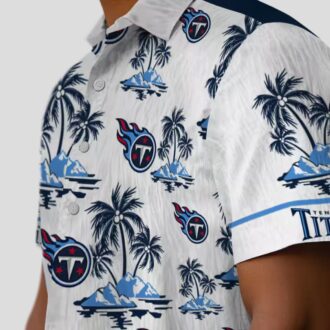 Tennessee Titans Palm Island Hawaiian Shirt, Navy White NFL Summer Shirt