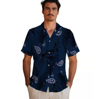 Tennessee Titans Palm Leaf Hawaiian Shirt, Tropical Navy Shirt for NFL Game Day
