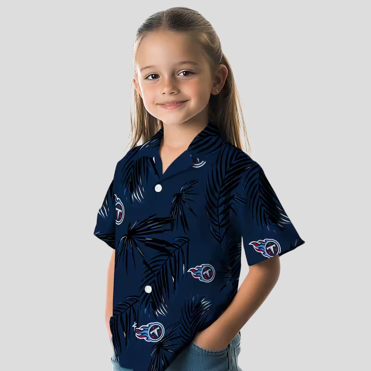 Tennessee Titans Palm Leaf Hawaiian Shirt, Tropical Navy Shirt for NFL Game Day