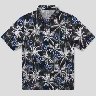 Tennessee Titans Palm Pattern Hawaiian Shirt, Navy and Black Tropical Design for NFL Fans