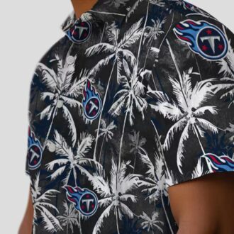 Tennessee Titans Palm Pattern Hawaiian Shirt, Navy and Black Tropical Design for NFL Fans
