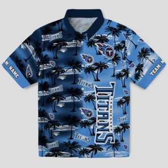 Tennessee Titans Palm Silhouettes Navy Hawaiian Shirt, Custom NFL Fan Gear for Summer