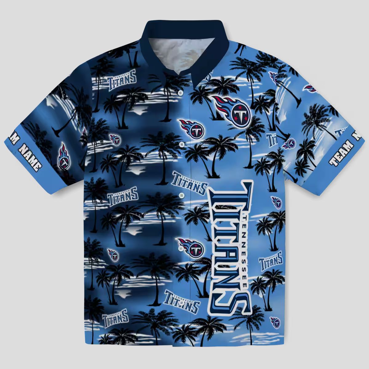 Tennessee Titans Palm Silhouettes Navy Hawaiian Shirt, Custom NFL Fan Gear for Summer
