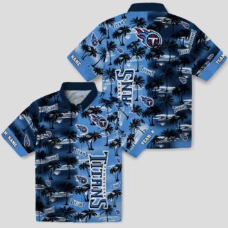 Tennessee Titans Palm Silhouettes Navy Hawaiian Shirt, Custom NFL Fan Gear for Summer