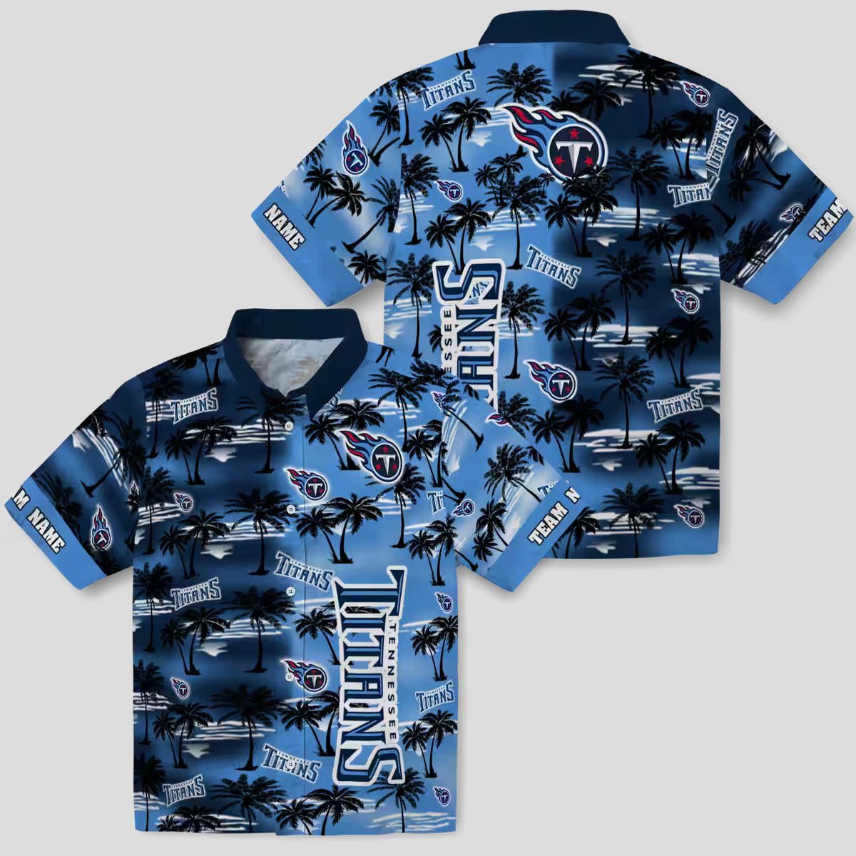 Tennessee Titans Palm Silhouettes Navy Hawaiian Shirt, Custom NFL Fan Gear for Summer