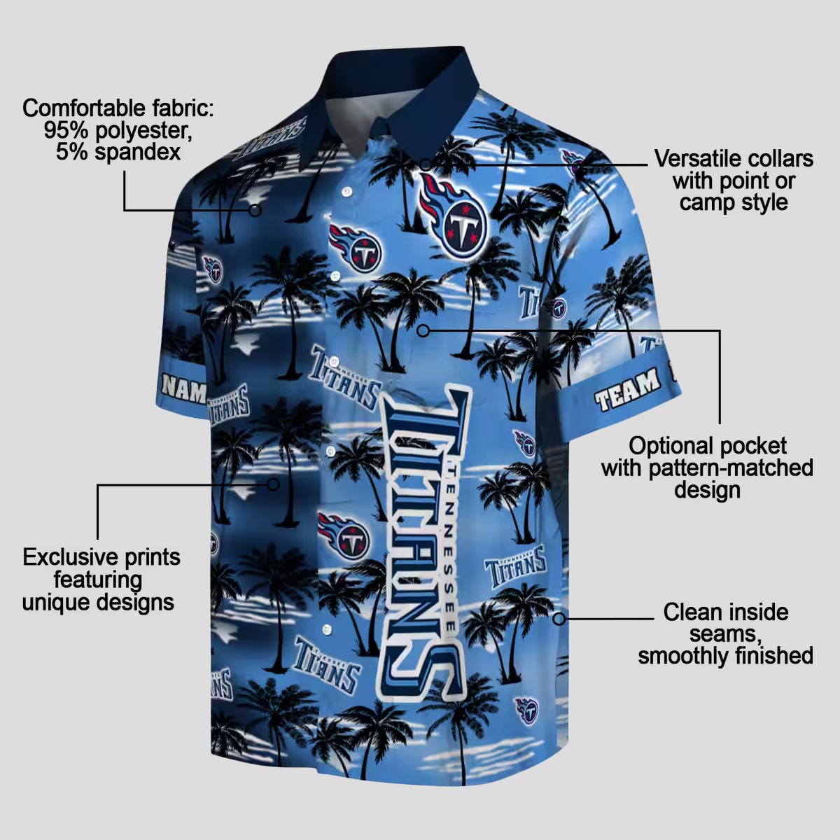 Tennessee Titans Palm Silhouettes Navy Hawaiian Shirt, Custom NFL Fan Gear for Summer