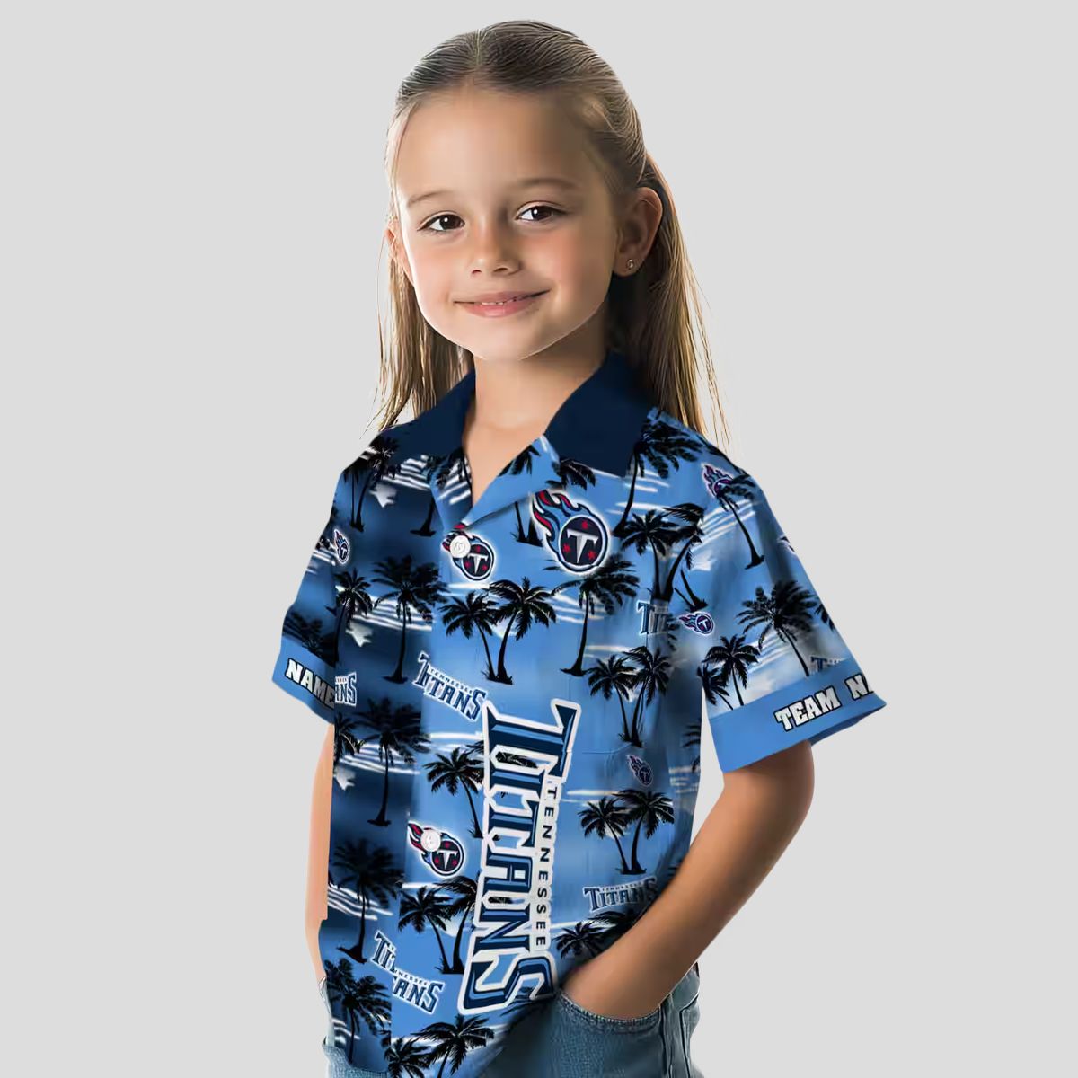 Tennessee Titans Palm Silhouettes Navy Hawaiian Shirt, Custom NFL Fan Gear for Summer