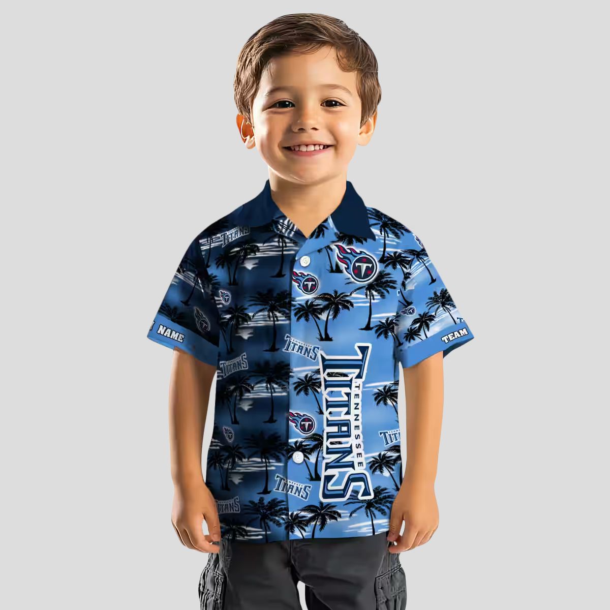 Tennessee Titans Palm Silhouettes Navy Hawaiian Shirt, Custom NFL Fan Gear for Summer
