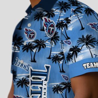 Tennessee Titans Palm Silhouettes Navy Hawaiian Shirt, Custom NFL Fan Gear for Summer
