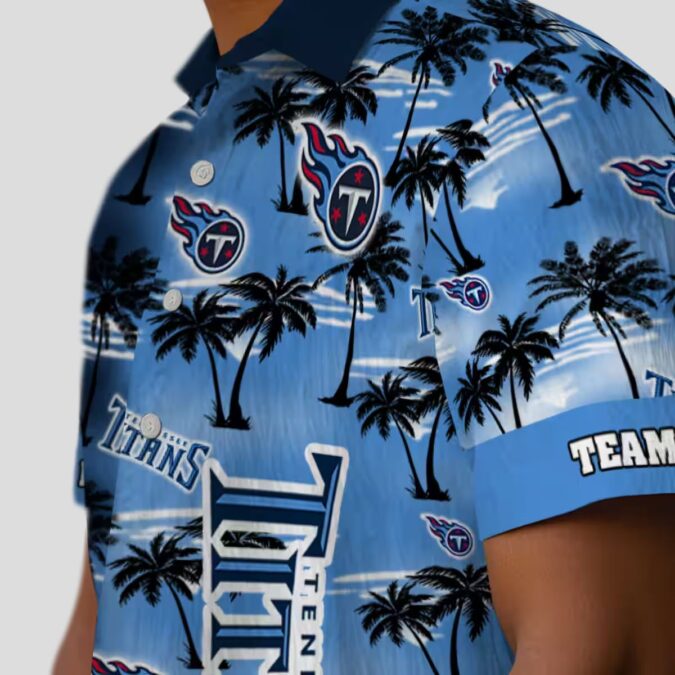 Tennessee Titans Palm Silhouettes Navy Hawaiian Shirt, Custom NFL Fan Gear for Summer