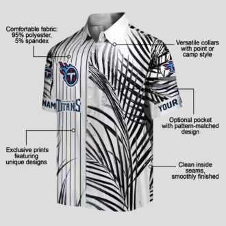 Tennessee Titans Palm Stripes Hawaiian Shirt, Tropical Navy Black White Shirt for Game Day