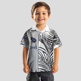Tennessee Titans Palm Stripes Hawaiian Shirt, Tropical Navy Black White Shirt for Game Day