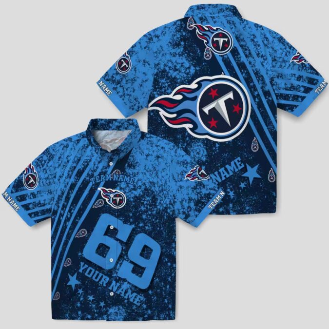 Tennessee Titans Star Stripes Navy Hawaiian Shirt, Custom NFL Beach Shirt for Fans