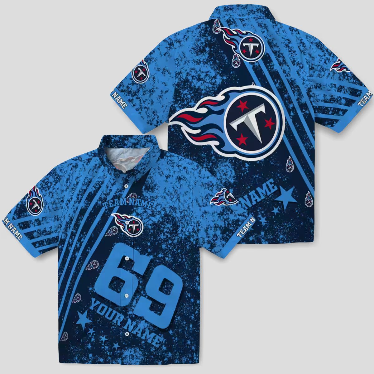 Tennessee Titans Star Stripes Navy Hawaiian Shirt, Custom NFL Beach Shirt for Fans
