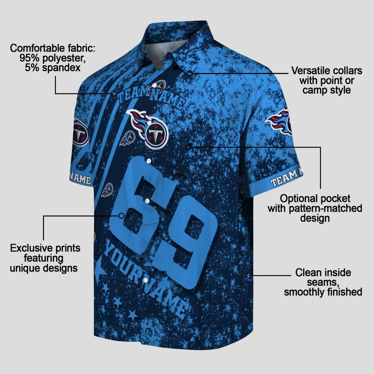 Tennessee Titans Star Stripes Navy Hawaiian Shirt, Custom NFL Beach Shirt for Fans